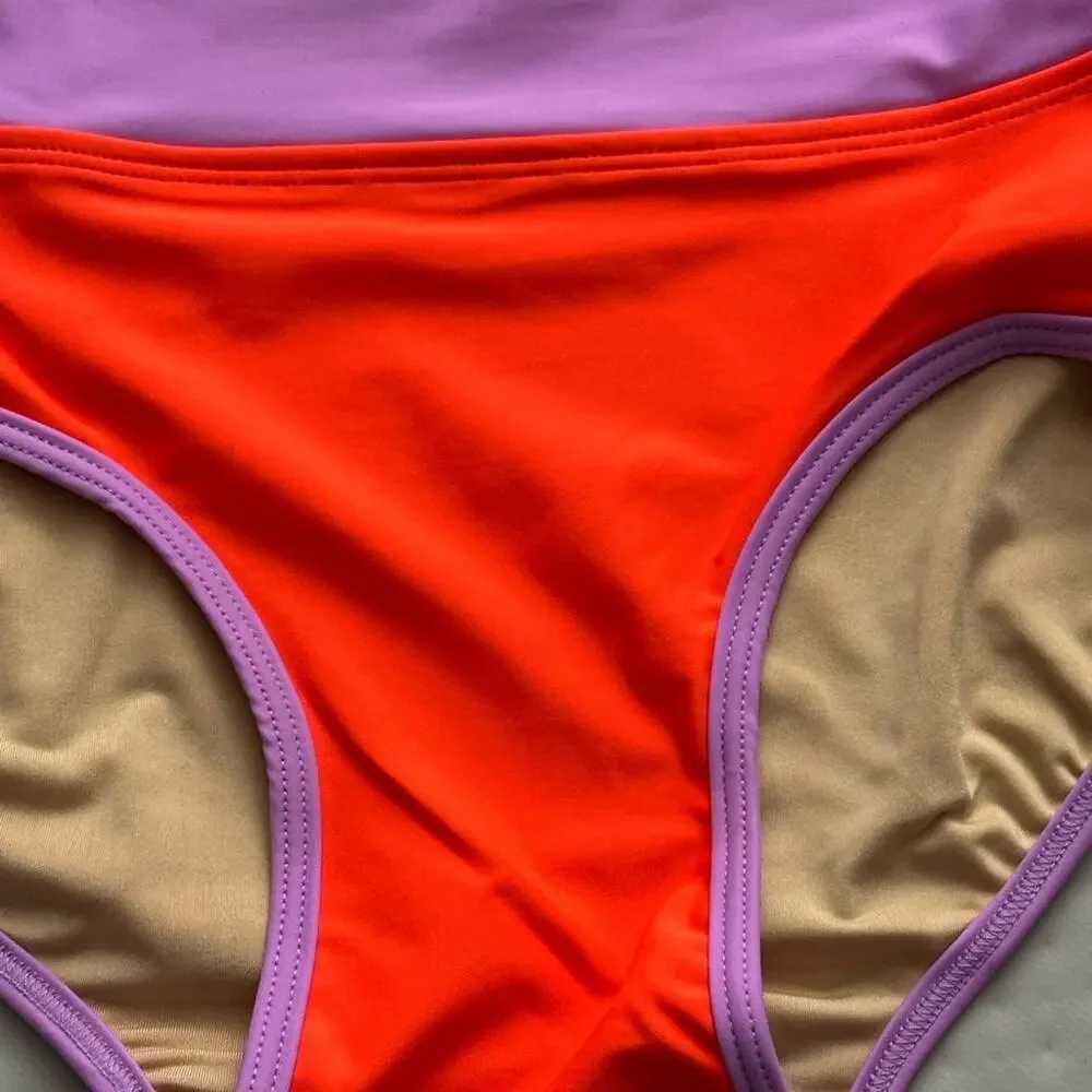 Kandi Kouture Orange Purple High Waist Dance Briefs bottoms TXS 0/2 NWT